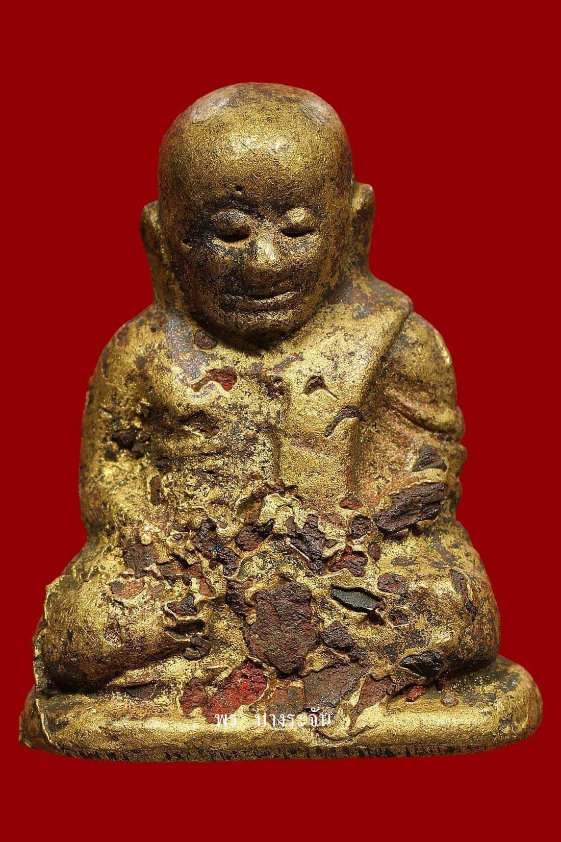 รูปหล่อหลวงพ่อเงินบางคลาน พิมพ์นิยมแบบมีแร่เห็นพระธาตุ -  เมล็ดทราย phra lp ngern statue wat bangklan antique talisman old thai buddha amulet 銮菩银 财佛, 鑾菩銀 大師